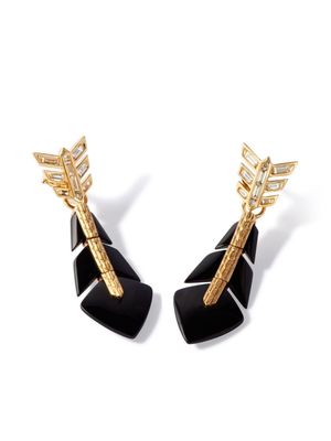 Annoushka 18kt yellow gold Deco diamond and onyx drop earrings - Black