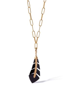 Annoushka 18kt yellow gold Deco Feather onyx necklace - B031888N