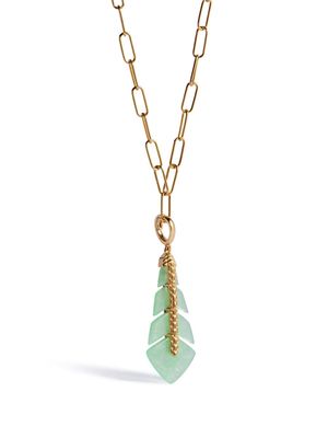 Annoushka 18kt yellow gold Deco jade feather pendant necklace - B031890N