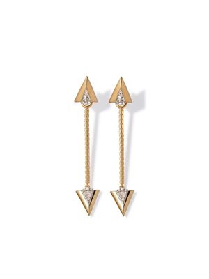 Annoushka 18kt yellow gold Deco Long Arrow diamond drop earrings - BU031884N