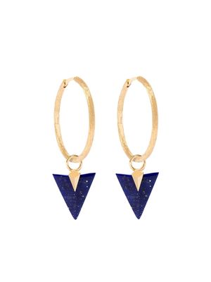 Annoushka 18kt yellow gold lapis Flight arrow drop medium hoop earrings