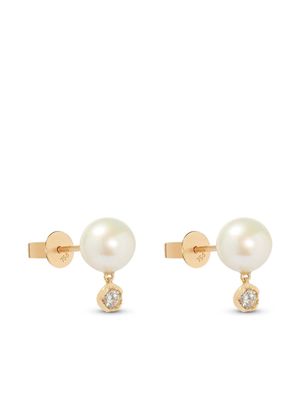 Annoushka 18kt yellow gold pearl and diamond drop earrings