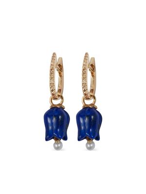 Annoushka 18kt yellow gold Tulip diamond and lapis lazuli drop earrings