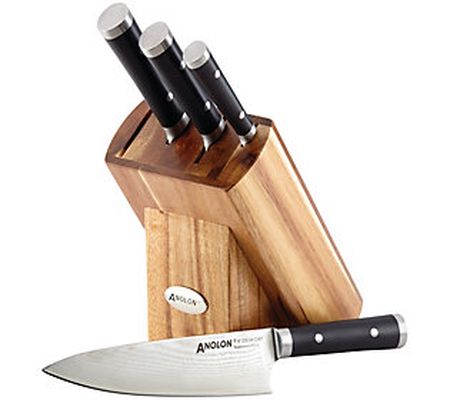 Anolon Imperion Damascus Steel 5-Piece Cutlery Knife Block Set