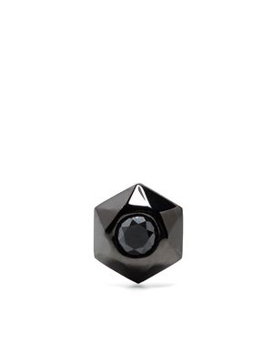 Anonymous 18kt recycled black gold Collection 2 diamond hexagon stud earring
