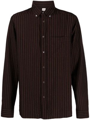Another Aspect 1.0 striped tencel shirt - Brown