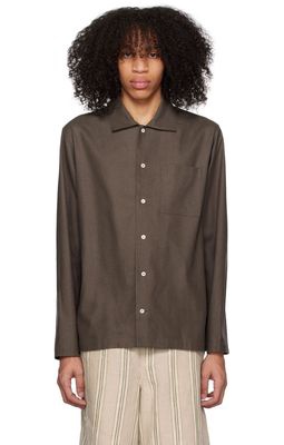 ANOTHER ASPECT Brown Spread Collar Shirt