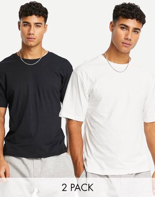 Another Influence 2 pack boxy fit T-shirts in black & white