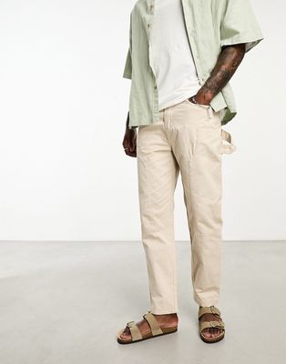 Another Influence carpenter straight leg pants in stone-Neutral