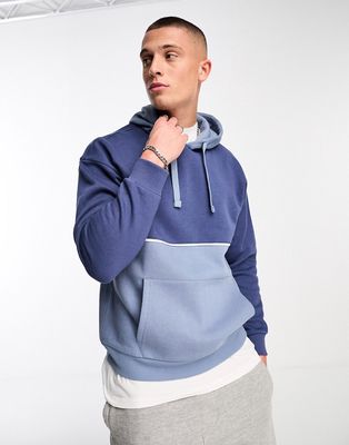 Another Influence color block hoodie in navy