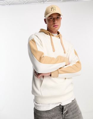 Another Influence color block hoodie in white and stone-Neutral