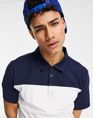 Another Influence color block polo in blue