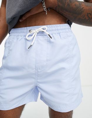 Another Influence front seam detail swim shorts in blue