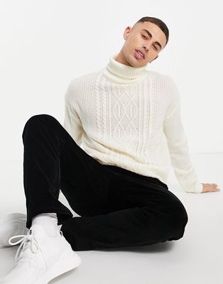 Another Influence funnel neck sweater in cream-White