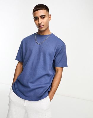 Another Influence heavy ribbed slouchy fit t-shirt in navy