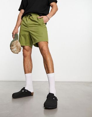 Another Influence oversized chino shorts in khaki-Green