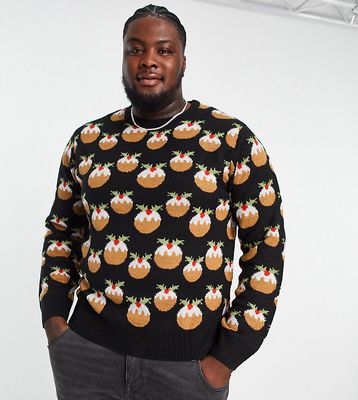 Another Influence Plus pudding Christmas sweater in black