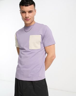 Another Influence regular fit color block T-shirt in purple
