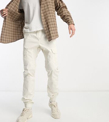 Another Influence Tall cuffed cargo pants in off white