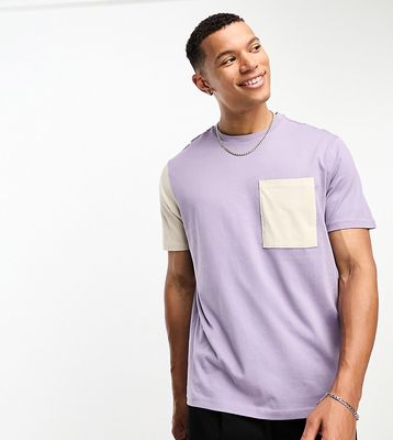 Another Influence Tall regular fit color block t-shirt in purple