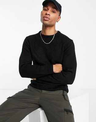 Another Influence textured knit sweater in black