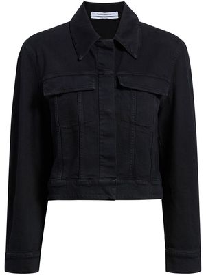another tomorrow cropped organic-cotton blend denim jacket - Black