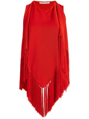 another tomorrow fringed scarf-neck blouse - Red