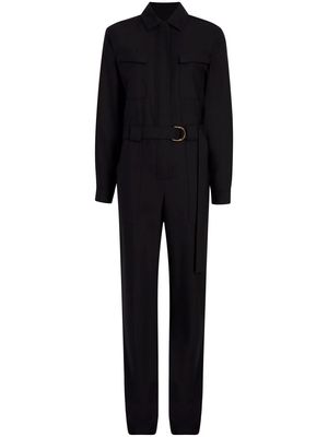 Another Tomorrow high-neck belted-waist jumpsuit - Black