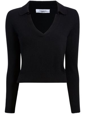 another tomorrow long-sleeve knitted polo top - Black