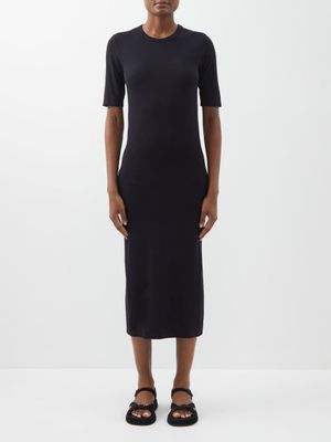 Another Tomorrow - Organic Cotton-blend Dress - Womens - Black