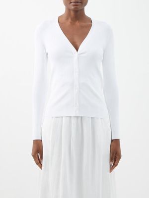 Another Tomorrow - Ribbed Viscose-blend Cardigan - Womens - White