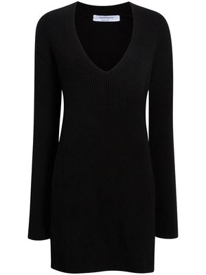 Another Tomorrow V-neck ribbed-knit jumper - Black