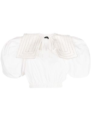 ANOUKI crystal-embellished cropped blouse - White