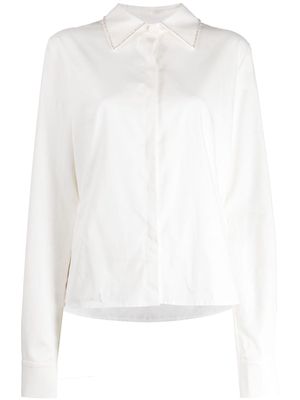 ANOUKI crystal-embellished ruffled shirt - White