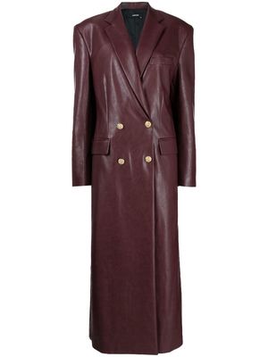 ANOUKI double-breasted faux-leather trench coat - Red