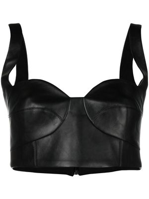 ANOUKI faux-leather corset top - Black