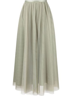 ANOUKI high-waisted tulle pleated skirt - Green