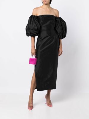 ANOUKI puff-sleeve off-shoulder dress - Black