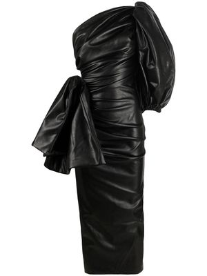 ANOUKI puff-sleeve one-shoulder dress - Black