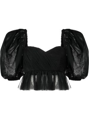 ANOUKI puff-sleeves corset-style blouse - Black