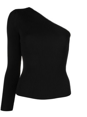ANOUKI ribbed-knit one-shoulder blouse - Black