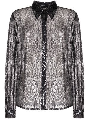 ANOUKI sequin-embellished lace shirt - Black