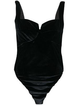 ANOUKI silk velvet full-cup bodysuit - Black