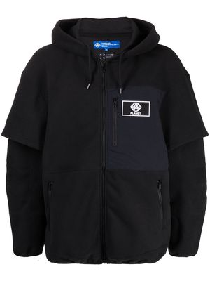 Anrealage logo patch zip-up hoodie - Black