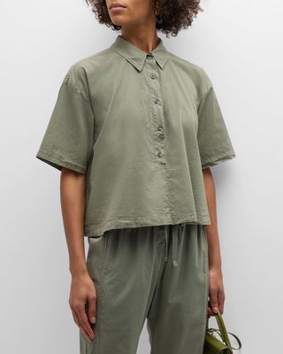 Ansel Boxy Button-Down Cotton Top