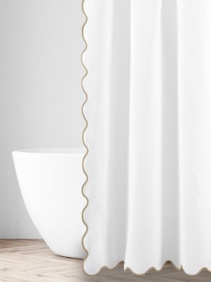 Antalya Honeycomb Piqué Shower Curtain - White Candlelight - White Candlelight