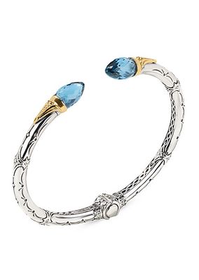 Anthos Dagger Hinge Sterling Silver, 18K Yellow Gold & Blue Spinel Cuff