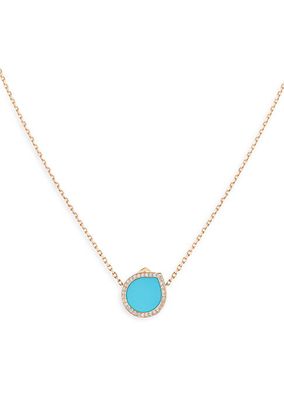 Antifer 18K Rose Gold, Turquoise & 0.18 TCW Diamond Pendant Necklace