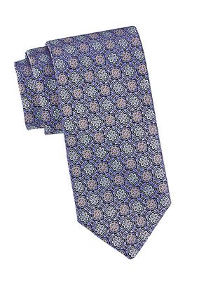 Antique Floral Print Silk Tie