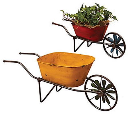 Antique-Style Metal Wheelbarrow Planters by Ger son